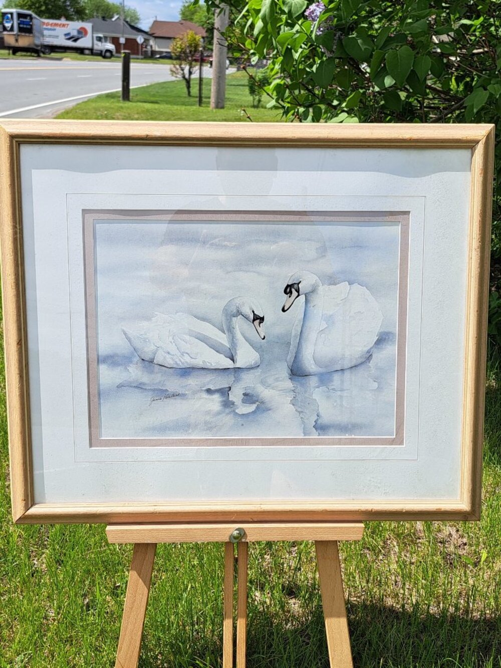 Janice Keirstead Swans Print Under Glass